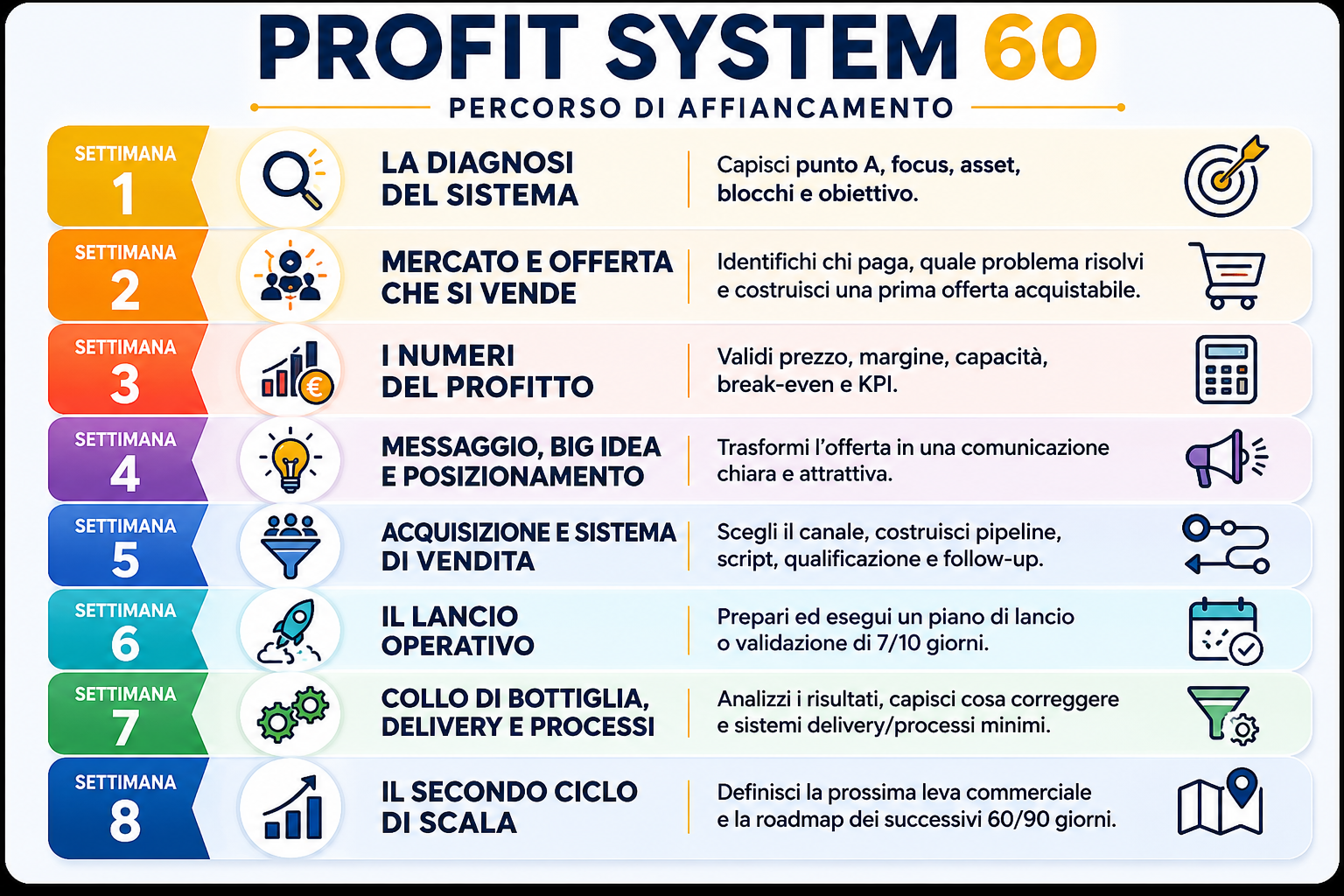 Profit System 60 - Percorso di affiancamento settimana per settimana